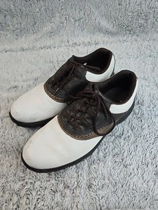 FootJoy Greenjoys 45402 Mens Saddle Oxford Golf Shoes White Brown Size US 10.5 - Picture 1 of 11