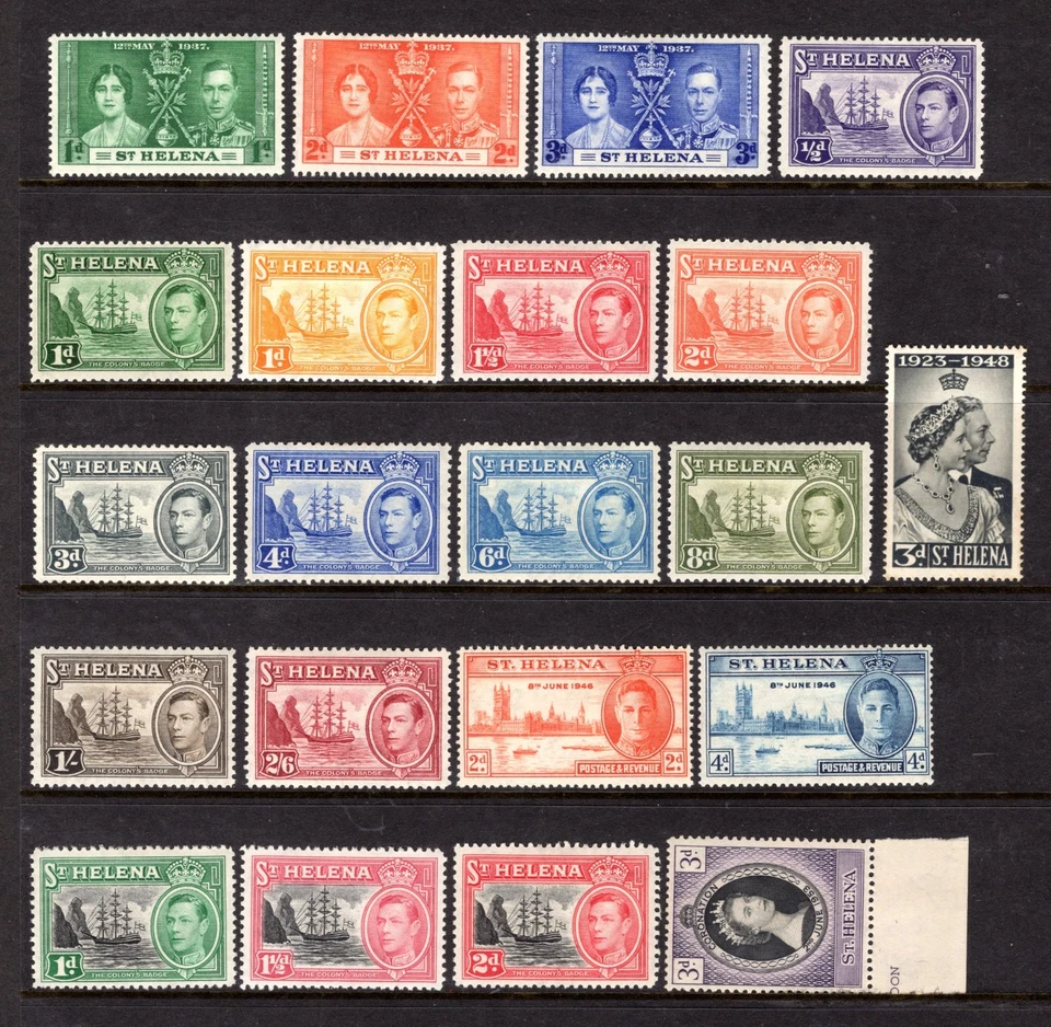 ST HELENA KGV1 1937-53 LIGERAMENTE MONTADO COMO NUEVO GAMA + RARO MNH CAT 54,60 £ (2026) Foto 1 de 1