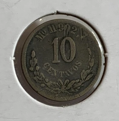 1877 MEXICO 10 CENTAVOS SILVER COIN, VF - Image 1 of 2