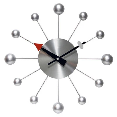 Infinity Instruments Wall Clock Silver Orb Metal Spoke Modern Decorative Elegant - Image 1 of 4