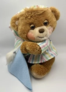 Vintage 1985 Fisher-Price Teddy Beddy Bear Plush Sleepy Pajamas + Blue Blanket - Picture 1 of 6