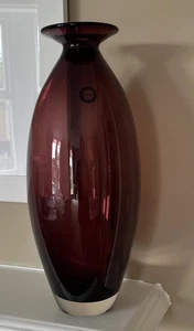 Justyna Poland Pink Swirl Glass Vase 34cm – Mouth Blown Handcrafted Art Glass - Picture 1 of 5