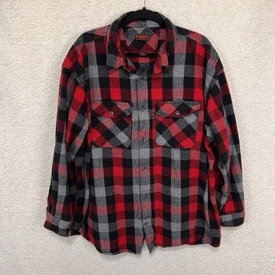 Camisa de franela Five Brother Heavy Weight Deluxe para hombre 3XLB roja negra bolsillos a cuadros Foto 1 de 4
