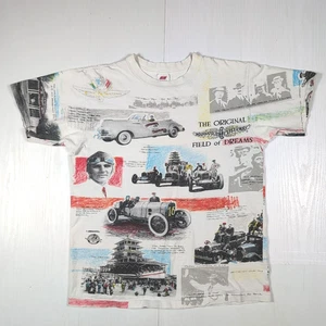 T-shirt Sport Service uomo L bianca vintage anni 80 90 Indy 500 Racing Indianapolis - Foto 1 di 11