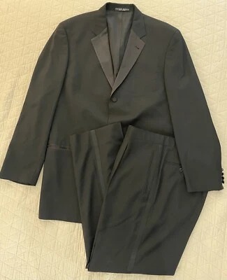 HUGO BOSS Made in Germany Vintage 3-Button Satin Notch Lapel Wool Tuxedo 46 XL - Image 1 of 4