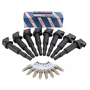 OEM Bosch 8x Ignition Coils & 8x Spark Plugs KIT For BMW F07 F10 F12 4.4L V8 - Picture 1 of 3