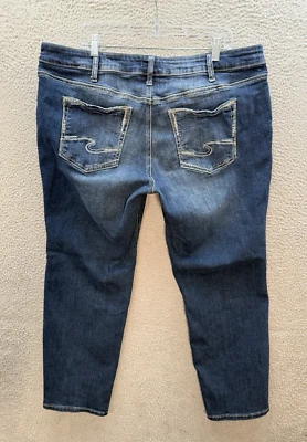 Silver Jeans Womens 20 Blue Boyfriend Stretch Thick Stitch Rockabilly Biker - Image 1 of 4