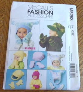 McCalls Fashion Accessories Pattern M5253 ~ Baby & Toddler Winter Hats & Mittens - Picture 1 of 2