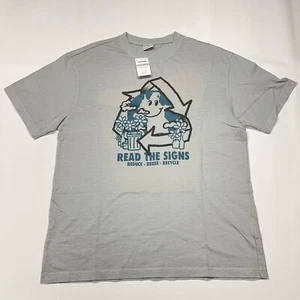 T-shirt cotone su riciclo uomo grande grigia vestibilità ampia Bondi grafica terra riutilizzo - Foto 1 di 18