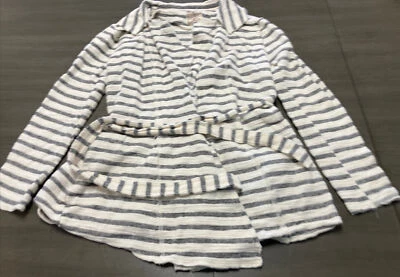 Ropa Original de Tul Mujer Blanco Gris Rayas Bolsillo Corbata Cintura Chaqueta Talla M Foto 1 de 4