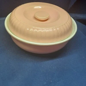 RARE! Vintage Hall Pottery Pink Covered Casserole Made For Forman Family, Inc. - Picture 1 of 9