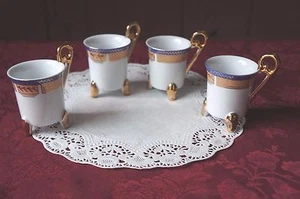 VINTAGE IMPERIAL PORCELAIN FOOTED DEMITASSE CUPS: SET OF 4 - Picture 1 of 3