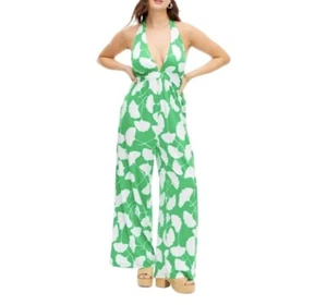 DFV @ Target Halter Green Gingko Jumpsuit Knit Size Small NWT - Picture 1 of 9