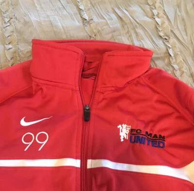 Nike FC MAN Manchester United Soccer Full Zip SMALL Sweatshirt FREE SHIPPING Red - Image 1 of 3