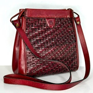 Etienne Aigner Vintage Leather Crossbody Basket Weave Handbag Preppy - Picture 1 of 10