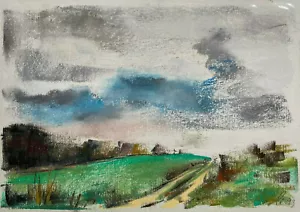 FRANZ EHMKE 1928 -2018 BERLIN PASTELL FELDWEG NACH SCHÖNFLIEß LANDSCHAFT SIGN - Picture 1 of 3