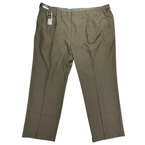 Haggar Mens Premium Comfort Classic Fit Pleated Dress Pants Dark Chocolate 50x32 - Picture 1 of 4
