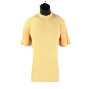 Log-in Uomo Men's T-Shirt Yellow Crew Neck Ribbed Corded Size Small - Picture 1 of 3