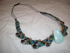 Vintage Türkis und handgewebte Halskette - Schmuck Halskette - Bild 1 von 7