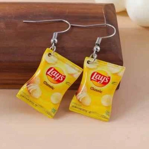 Mini Lays Classic Chip Bags hook earrings Fun and Funky - Aus Located - Picture 1 of 3