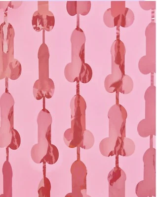Cortina de lámina para pene de despedida de soltera de oro rosa 2 piezas flecos metálicos de 3x7 pies Foto 1 de 4