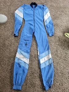 Vtg Skylite Blue Skydiving Adult Jumpsuit Suit Tall Slim Sky Lite