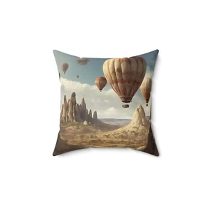 Cappadocia Hot Air Ballons Spun Polyester Square Pillow - Picture 1 of 4
