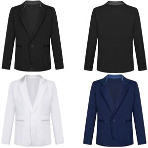 Boys Long Sleeve Formal Suit Blazer Coat One-Button Party Gentleman Suit Jacket