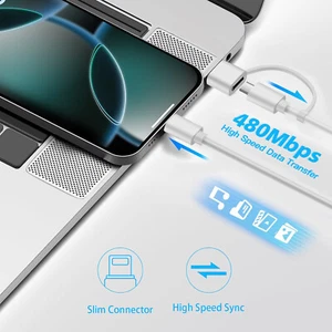Universal 2in1 USB-A/USB-C auf USB-C Schnelllade Ladekabel 3 Stück Datenkabel - Picture 1 of 20