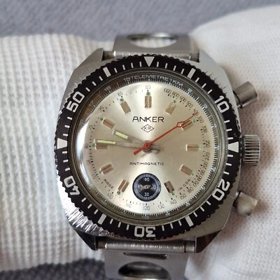 Relógio mecânico Anker Ruhla 24-00 cronógrafo antimagnético vintage original RDA - Imagem 1 de 4