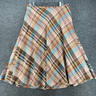 Falda Christopher Banks 14 Lino Cuadros Fluida Larga Cottagecore Campesina Pradera Foto 1 de 4