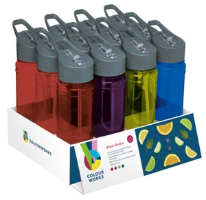 Colourworks Sports Water Bottle Clear Screw Top Pop Up Straw Gym Hydration 750ml - Picture 1 of 7