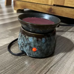 Scentsy Blue Green Marble Wax Warmer Preowned Works Great 3.75”x 4.5” Retired - Picture 1 of 7