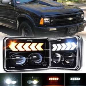 Pair 4x6'' LED Headlights w/DRL Turn Signal for For Chevrolet S10 1995 1996 1997 - Picture 1 of 17