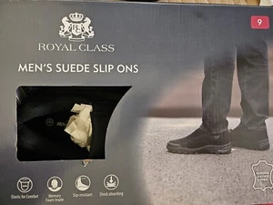 Royal Class Men's Suede Size 9 Slip Ons Shoes NWT, In Box. - Picture 1 of 3