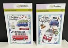 Craft Emotions CHRISTMAS CARS 1 & 2 Holiday Van Funny Rubber Stamps Lot