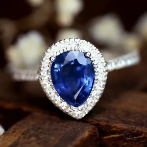 Dazzling Certified Natural Ceylon Cornflower Blue Sapphire Diamond 18K Gold Ring - Picture 1 of 7
