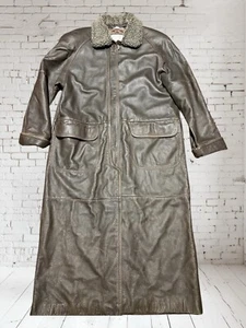 Vintage Handmade BRANDON THOMAS Medium Leather Trench Coat - Picture 1 of 9
