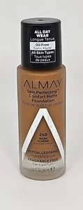 ALMAY SKIN PERFECTING COMFORT MATTE FOUNDATION #240 WARM ALMOND ALL DAY WEAR  - Picture 1 of 2