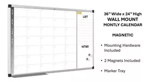 Lavagna magnetica lavagna cancellazione a secco 36"" x 24"" montata a parete per ufficio ~ calendario - Foto 1 di 4