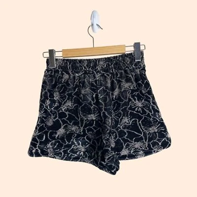 Alexis Black Floral Velvet Pull On Shorts - Image 1 of 4