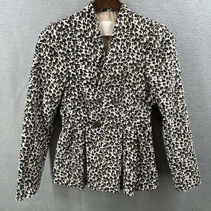 Rebecca Taylor Blazer Womens S Leopard Print Velveteen Double Breasted Jacket - Picture 1 of 15