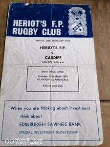 1975 HERIOTS FP V CARDIFF - Picture 1 of 1
