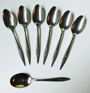 6 Oneida LASTING ROSE Stainless Oneidacraft Deluxe Teaspoons Sugar Flatware Lot - Picture 1 of 3
