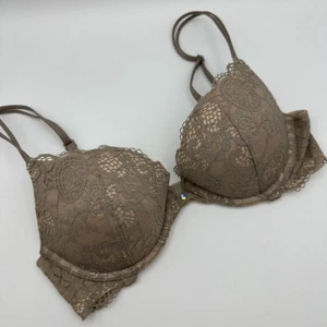 Victoria’s Secret Very Sexy Push Up BH Gr. 32C Metallic Schimmer Spitze Nude Schmuckstein - Bild 1 von 5
