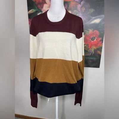 Suéter Pullover Club Monaco Nuevo sin Etiquetas Colorblock Lana Pura Cuello Redondo Talla XXL Otoño Acogedor Foto 1 de 4