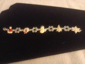 Silver Christmas Bracelet With Blue And White Charms. - Picture 1 of 2