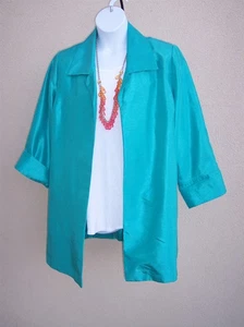 Chico's satin dress jacket coat size 3 XL XMAS HOLIDAY cardigan topper POCKETS  - Picture 1 of 8
