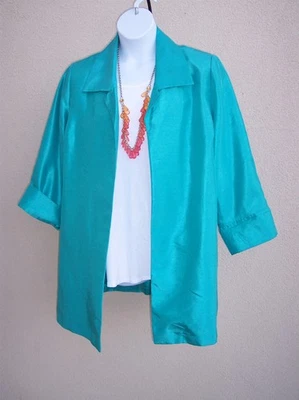 Chico's satin dress jacket coat size 3 XL XMAS HOLIDAY cardigan topper POCKETS  - Image 1 of 4