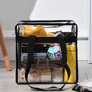 Borsa a Tracolla Trasparente Borsa da Spiaggia in PVC per Donna Donna Femmina (Nero) - Foto 1 di 12